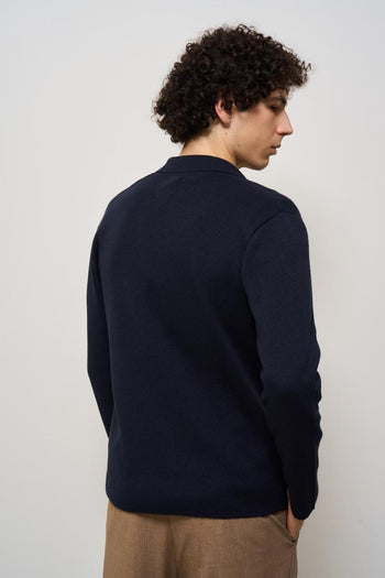 Giacca uomo in maglia doppiopetto blu - 5