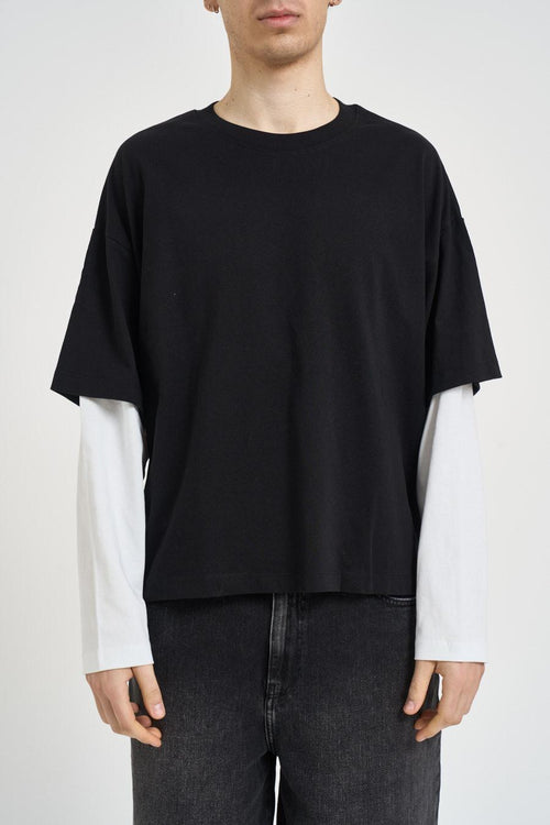 T-shirt uomo struttura a doppio strato bianca e nera - 2