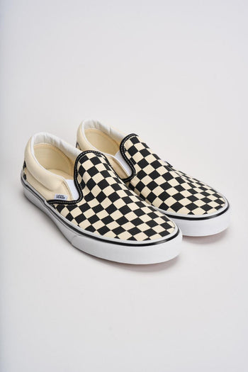 Sneakers uomo Classic slip-on scacchi panna e nera - 3