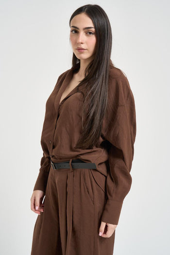 Camicia donna over fit moro - 3