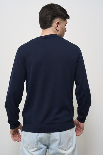Men's blue crew neck sweater - 3
