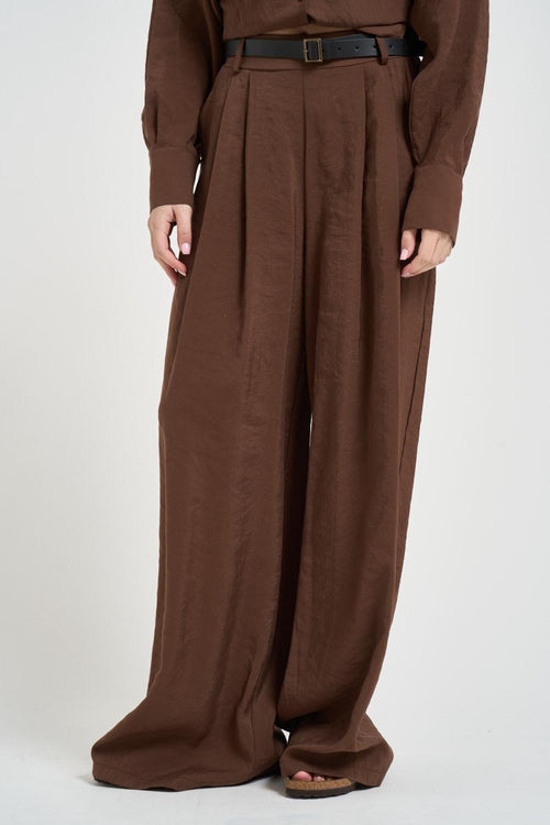 Pantalone donna gamba ampia moro