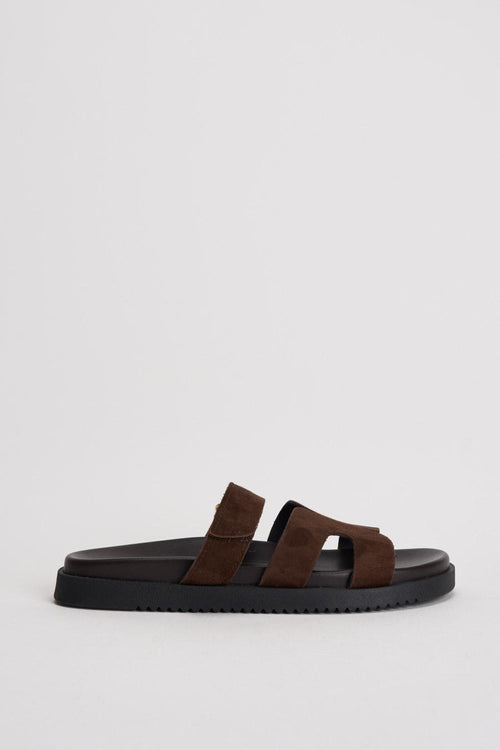 Sandalo donna in suede marrone