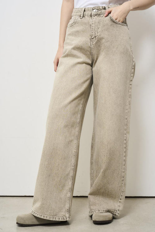Jeans donna beige a palazzo - 2