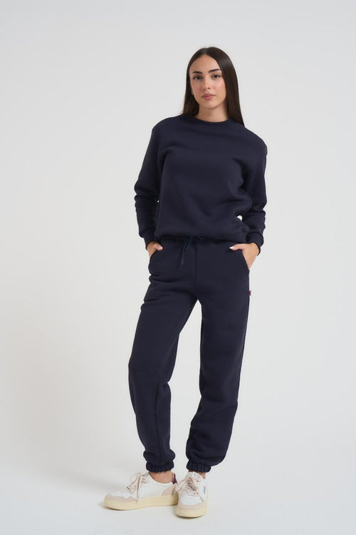 Felpa donna girocollo blu