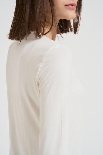 T-shirt basic donna ecru manica lunga - 4