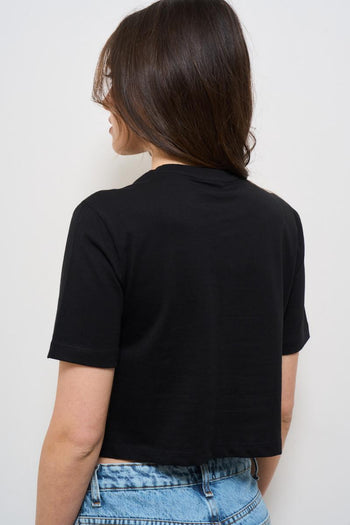T-shirt donna cropped nero - 3