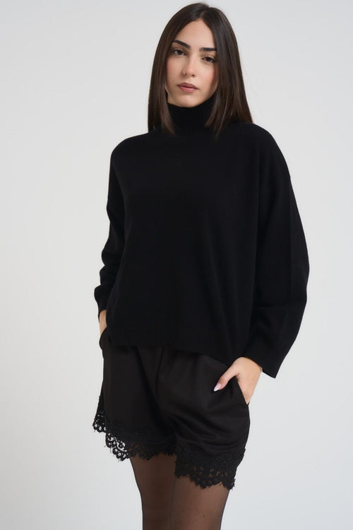Maglia donna collo alto nera