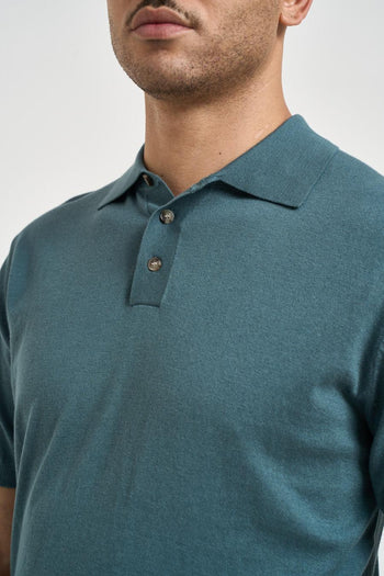 Polo uomo manica corta verde petrolio - 3