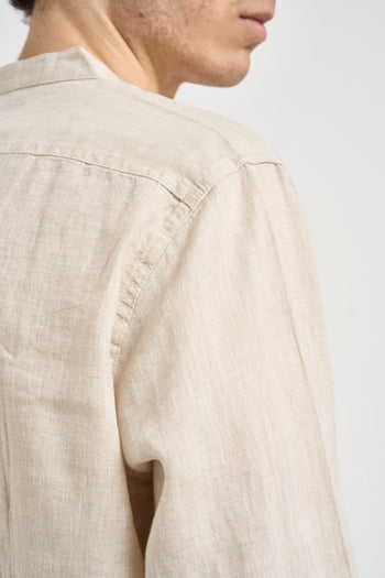 Camicia uomo collo alla coreana panna - 5