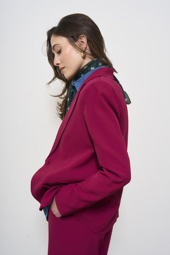 Women's single-breasted burgundy jacket - 4