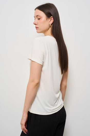 T-shirt donna girocollo bianca - 5