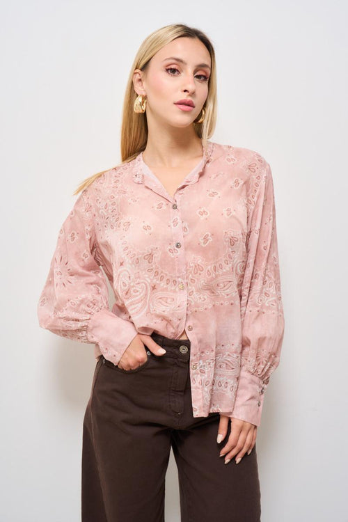 Camicia donna bandana rosa