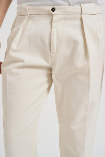 Pantalone uomo con pinces panna - 5