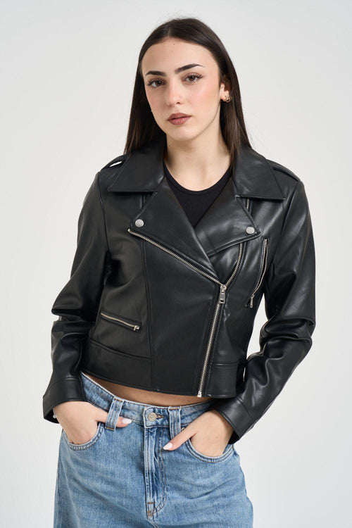 Giubbotto donna ecopelle nero