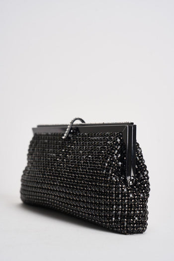 Borsa donna clutch con strass nera - 3