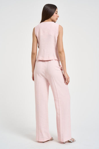 Abito con gilet e pantalone rosa cipria - 5
