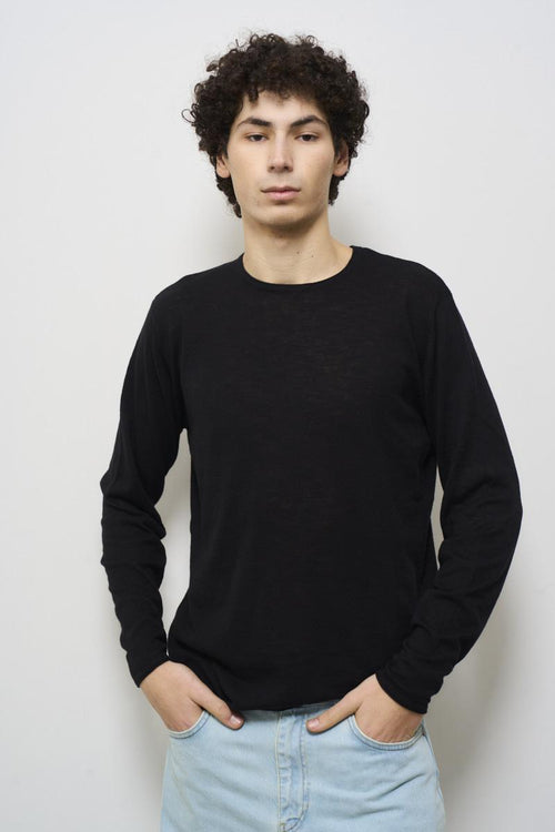 Men's black crew neck sweater