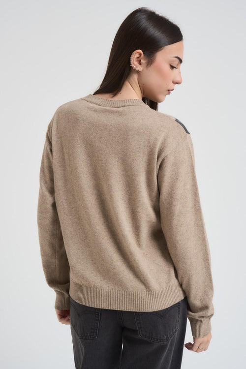 Maglia donna con rombi beige - 2