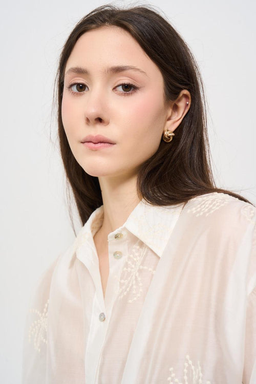 Camicia donna panna con ricami - 2