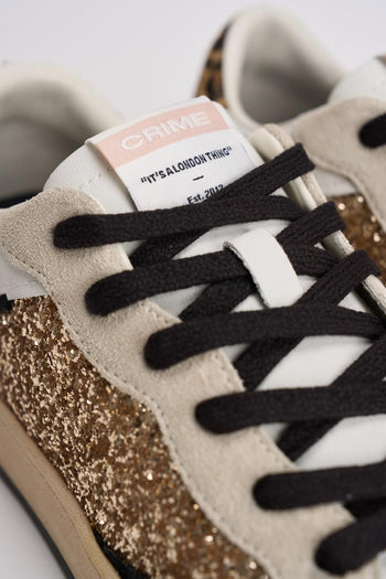 Sneakers donna bianca e glitter dorati - 5