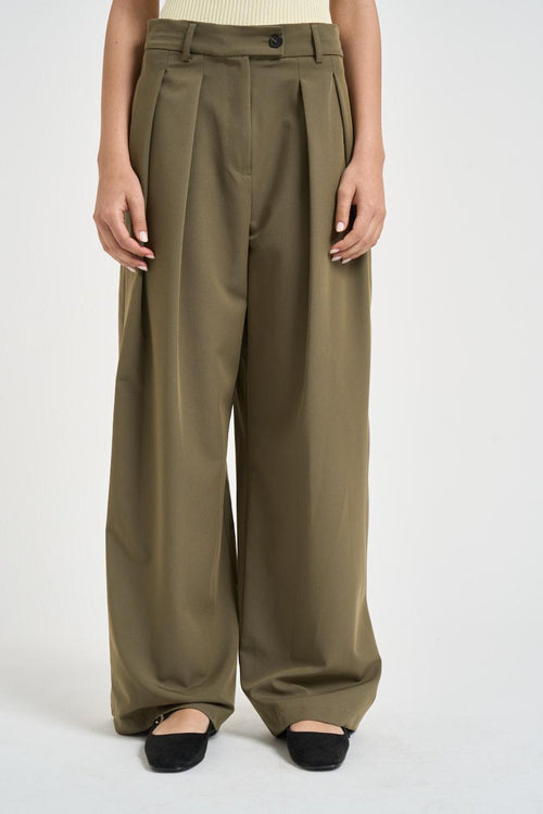 Pantalone donna gamba ampia verde