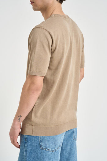 T-shirt uomo in maglia beige - 3