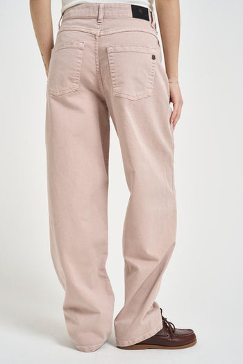 Jeans donna balloon in denim rosa cipria - 4