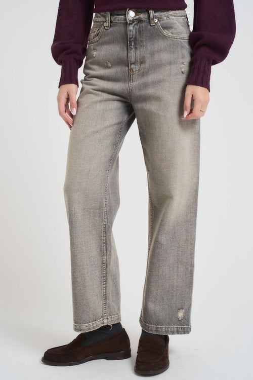 Jeans donna dritto grigio chiaro