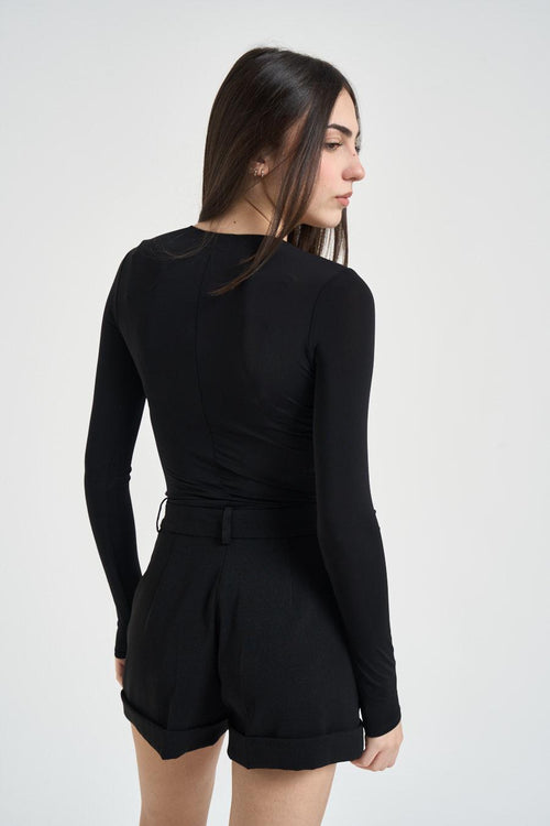Body donna scollo a V nero - 2