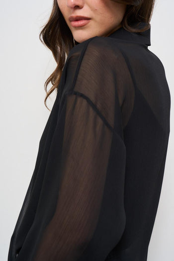 Camicia donna nera con incrocio - 5