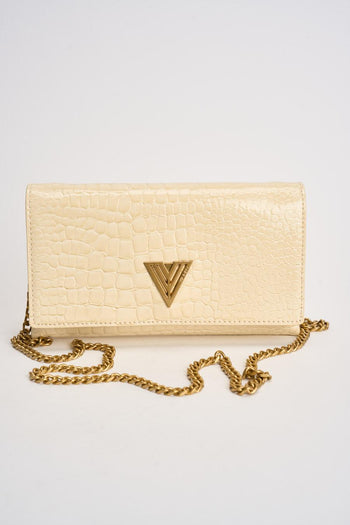Borsa donna a tracolla in vernice panna - 5