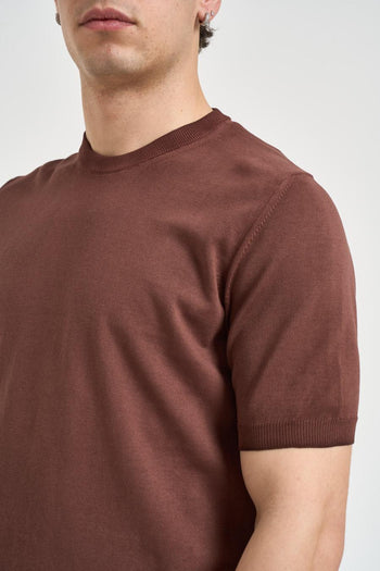 T-shirt uomo in maglia marrone - 3
