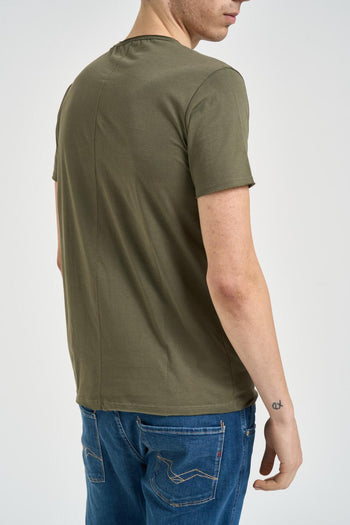 T-shirt uomo girocollo verde militare - 4