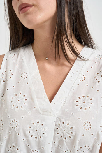 Top donna in sangallo bianco - 3