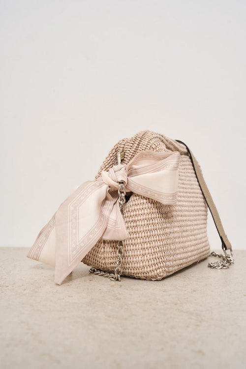 Borsa donna in rafia beige chiaro - 2