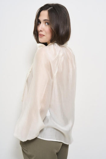 White women's shirt with bow - 5