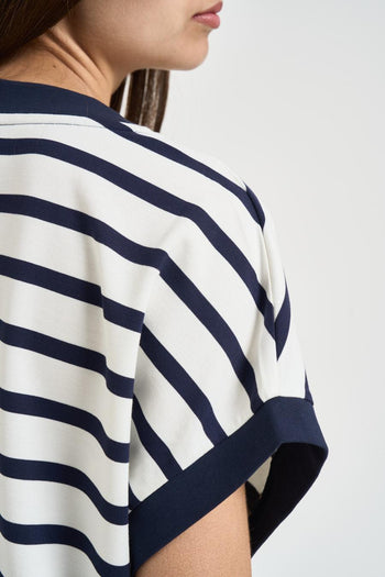 T-shirt donna a righe bianca e blu - 4