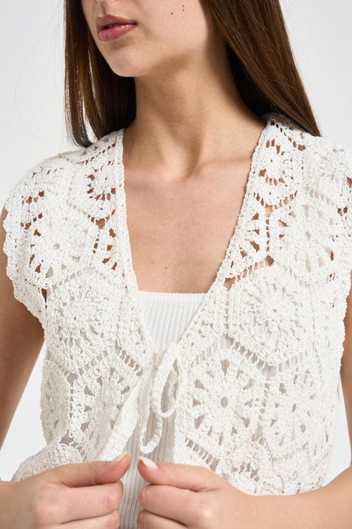 Gilet donna crochet bianco - 2