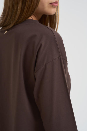 T-shirt donna girocollo marrone - 5