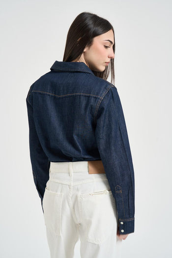 Camicia donna in denim blu - 3