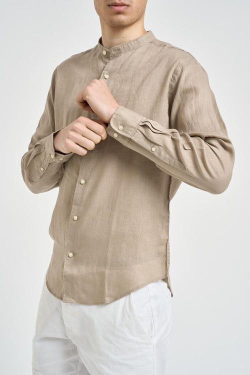 Camicia uomo beige in lino - 2
