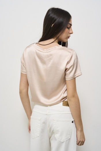 Women's pink satin t-shirt - 5