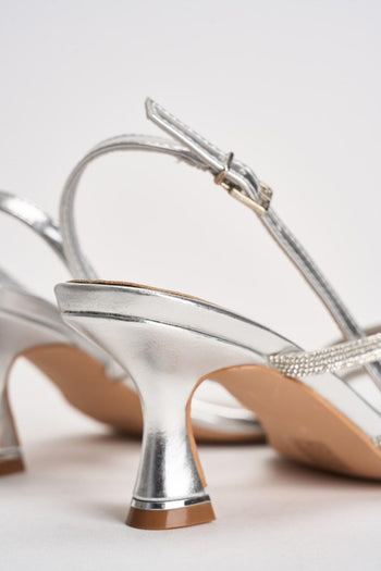 Sandalo donna argento con strass - 6