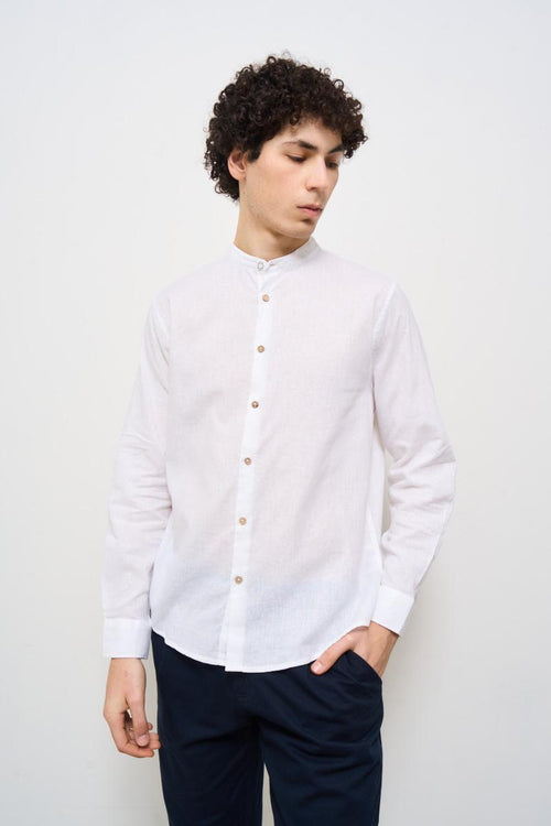 Camicia uomo alla coreana bianca