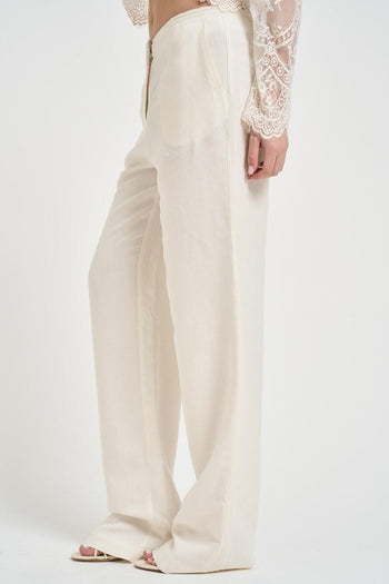 Pantalone donna palazzo panna - 3