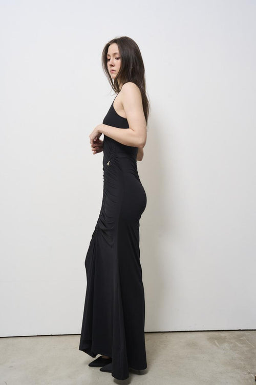 Women's long dress with black ruffles - 2