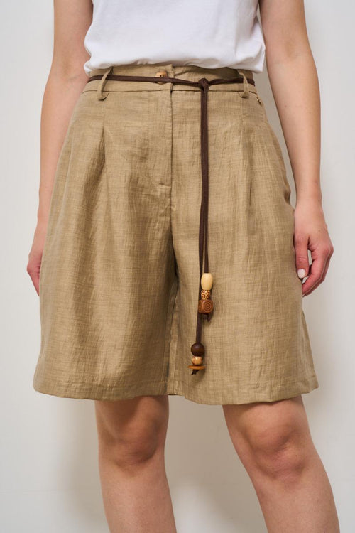 Bermuda donna beige con cintura - 2