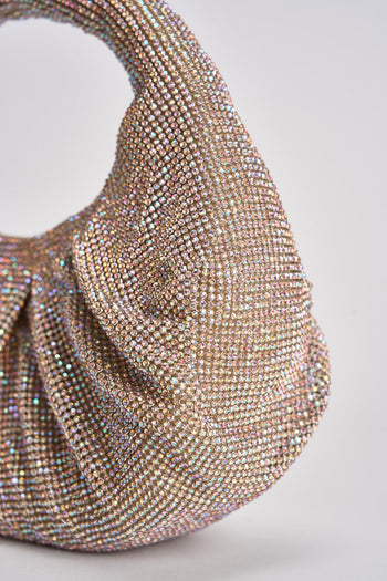 Borsa donna a mano con strass champagne - 5