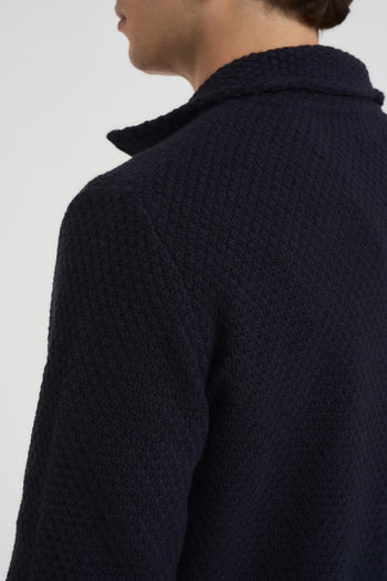 Giacca uomo in maglia blu notte - 4